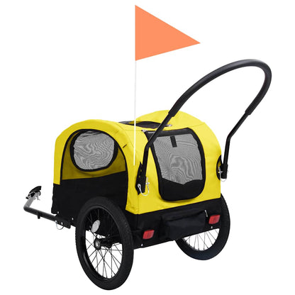Rimorchio Bici per Animali Carrello Jogging 2in1 Giallo e Nero - homemem39