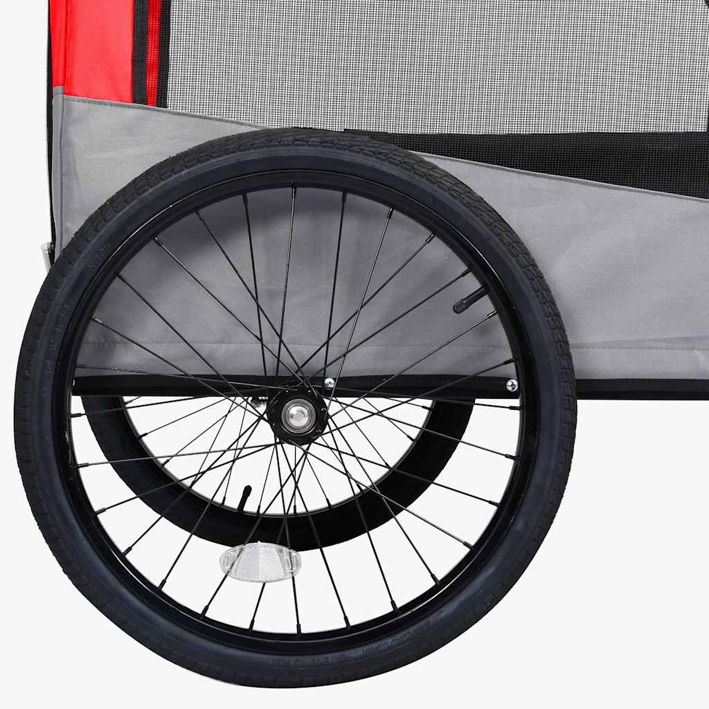 Rimorchio Bici Animali e Carrello Jogging 2 in 1 Rosso e Grigio | homemem39
