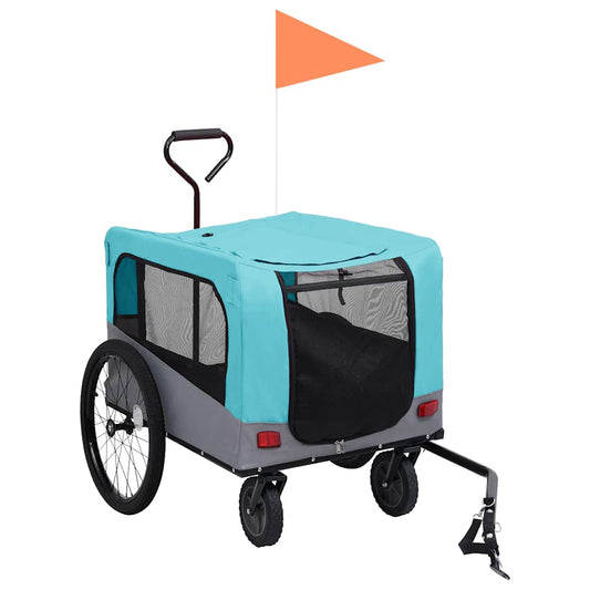 Rimorchio Bici per Animali Carrello Jogging 2in1 Blu e Grigio - homemem39