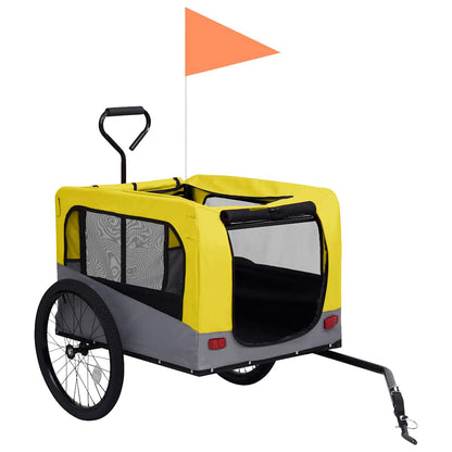 Rimorchio Bici Animali Carrello Jogging 2in1 Giallo e Grigio - homemem39