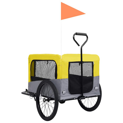 Rimorchio Bici Animali Carrello Jogging 2in1 Giallo e Grigio | homemem39
