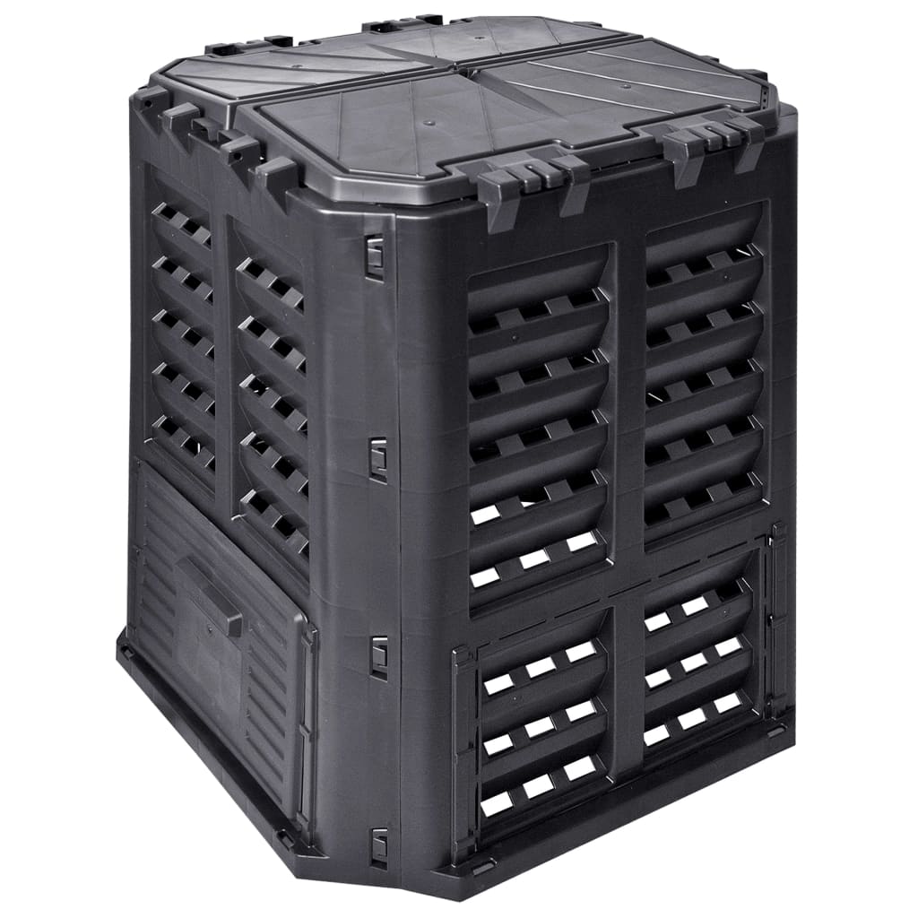 Compostiera da Giardino Nera 68,9x68,9x83,9 cm 360 L - homemem39