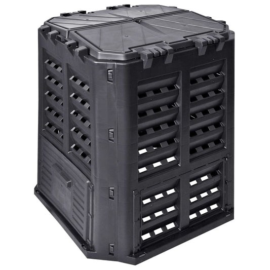 Compostiera da Giardino Nera 68,9x68,9x83,9 cm 360 L - homemem39