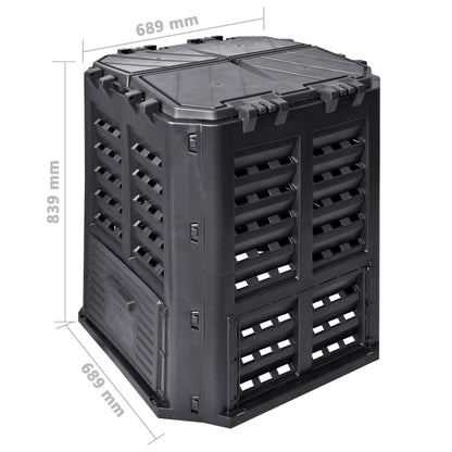 Compostiera da Giardino Nera 68,9x68,9x83,9 cm 360 L - homemem39