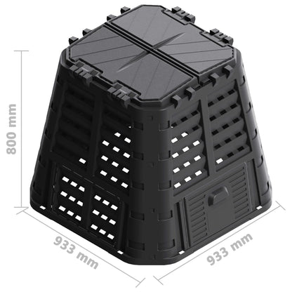 Compostiera da Giardino Nera 93,3x93,3x80 cm 480 L - homemem39
