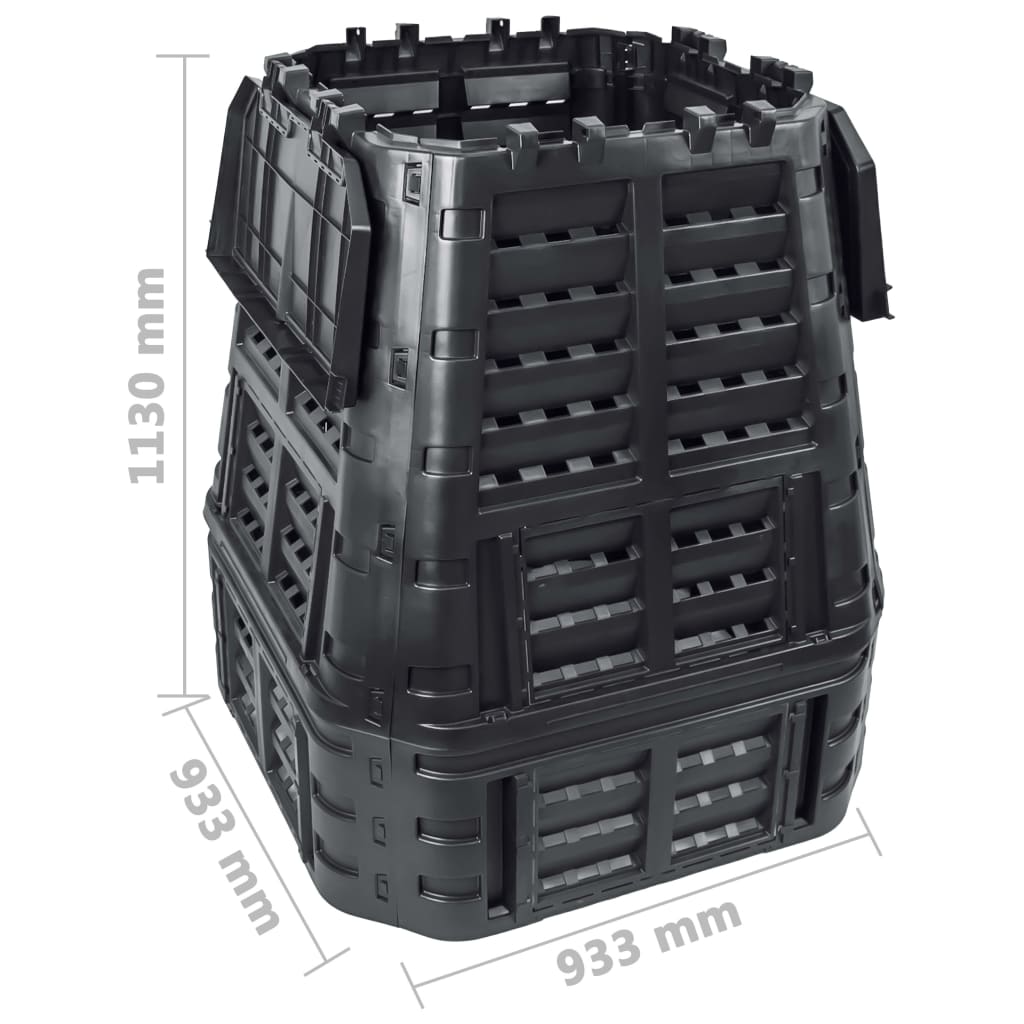Compostiera da Giardino Nera 93,3x93,3x113 cm 740 L | homemem39