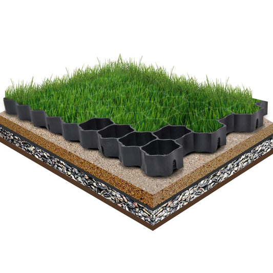 Griglie per l'Erba 16 pz Nere 60x40x3 cm in Plastica - homemem39