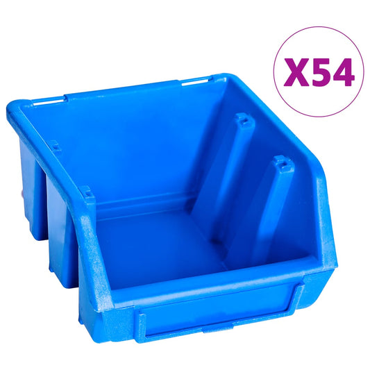 Kit Contenitori di Stoccaggio 96 pz con Pannelli a Parete Blu | homemem39