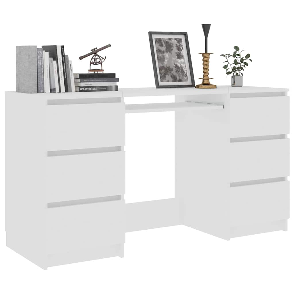 Scrivania Bianca 140x50x77 cm in Legno Multistrato - homemem39