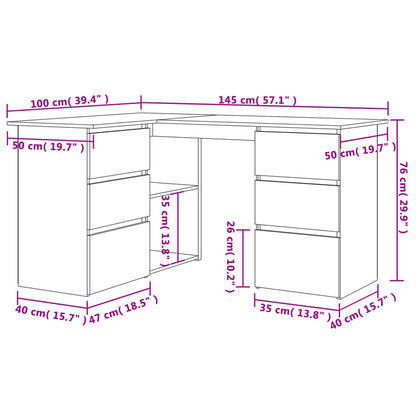 Scrivania Angolo Rovere Sonoma 145x100x76 cm Legno Multistrato - homemem39