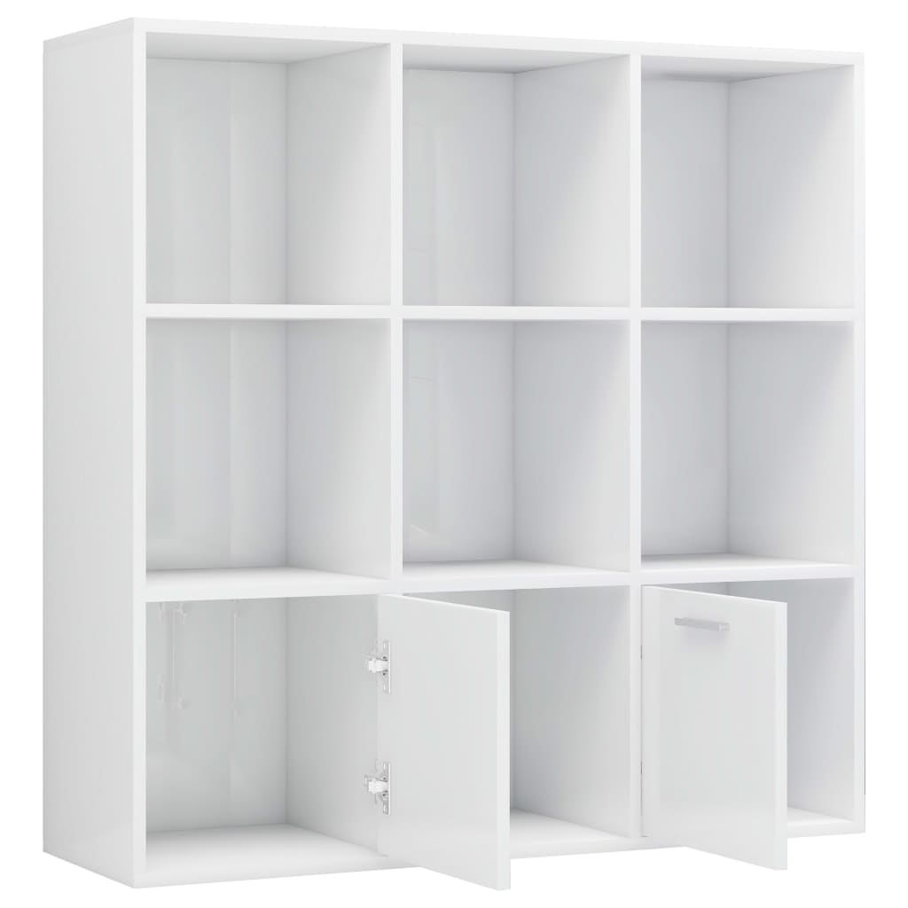 Libreria Bianco Lucido 98x30x98 cm in Legno Multistrato | homemem39