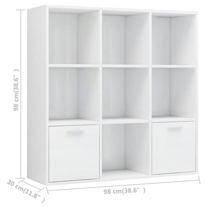 Libreria Bianco Lucido 98x30x98 cm in Legno Multistrato | homemem39