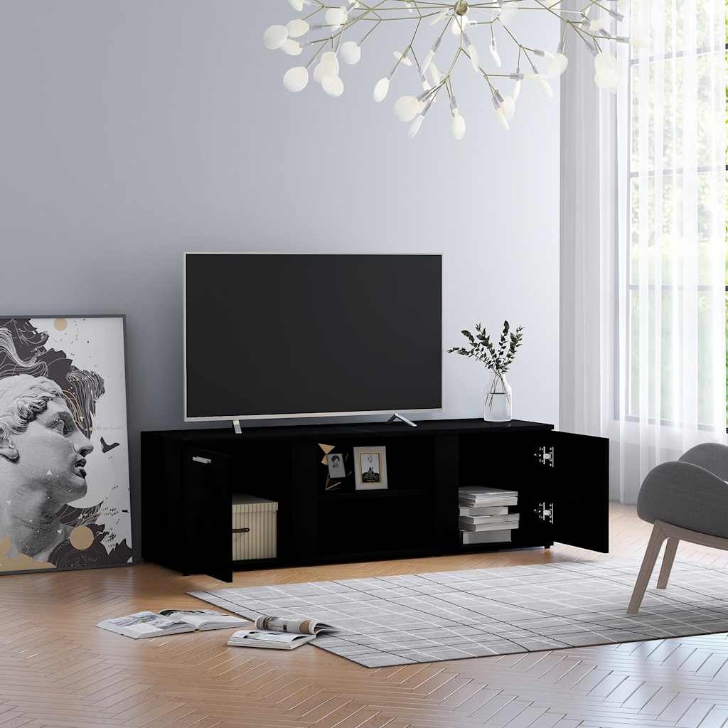 Mobile Porta TV Nero 120x34x37 cm in Legno Multistrato - homemem39