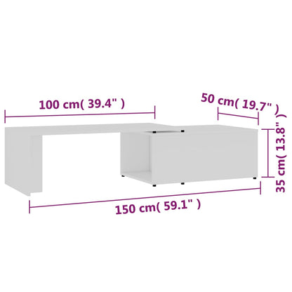 Tavolino da Salotto Bianco 150x50x35 cm in Legno Multistrato | homemem39