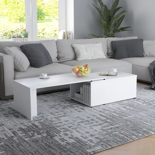Tavolino da Salotto Bianco 150x50x35 cm in Legno Multistrato | homemem39