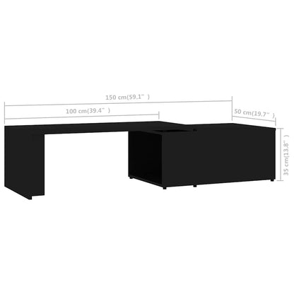 Tavolino da Salotto Nero 150x50x35 cm in Legno Multistrato