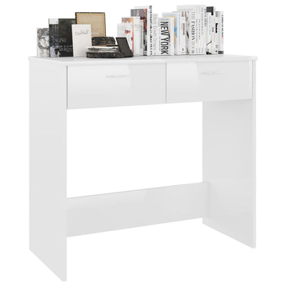 Scrivania Bianco Lucido 80x40x75 cm in Legno Multistrato - homemem39