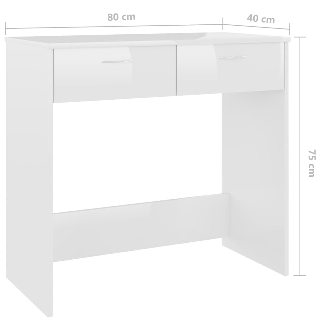 Scrivania Bianco Lucido 80x40x75 cm in Legno Multistrato - homemem39