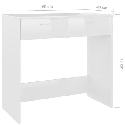Scrivania Bianco Lucido 80x40x75 cm in Legno Multistrato - homemem39