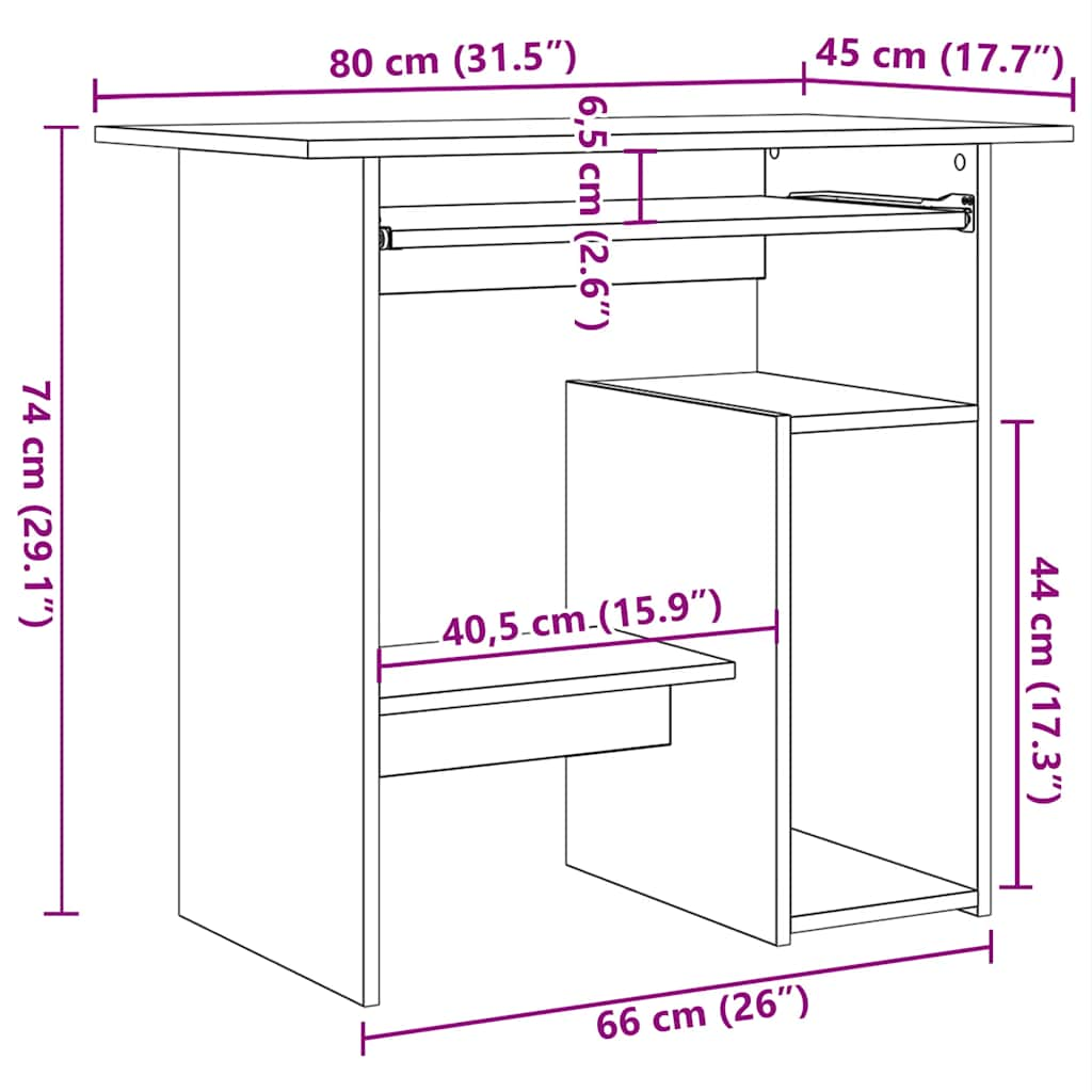 Scrivania Nera 80x45x74 cm in Legno Multistrato