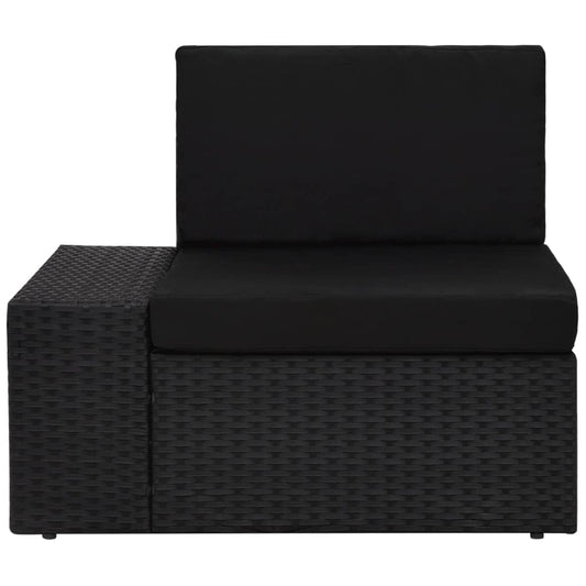 Divano ad Angolo Modulare Bracciolo Destro in Polyrattan Nero - homemem39