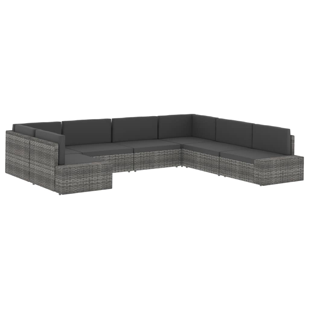 Divano ad Angolo Modulare Bracciolo Destro in Polyrattan Nero - homemem39