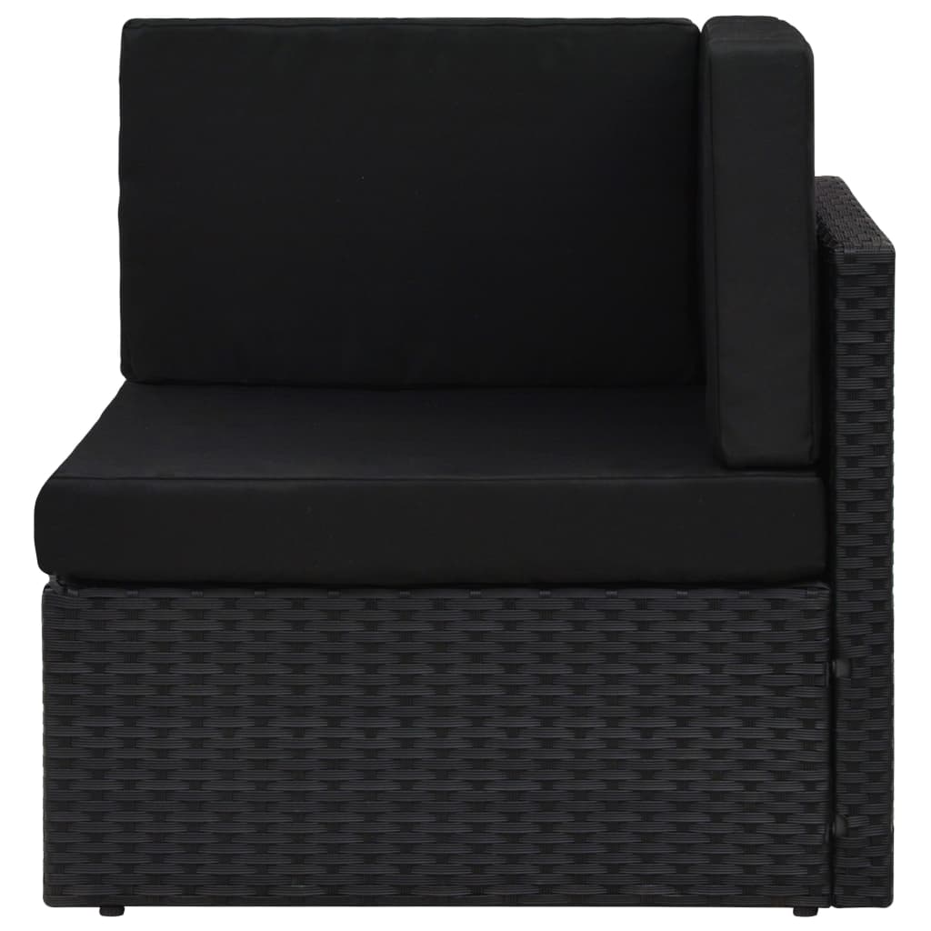 Divano ad Angolo Modulare in Polyrattan Nero - homemem39