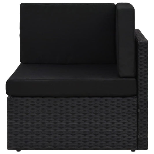 Divano ad Angolo Modulare in Polyrattan Nero - homemem39