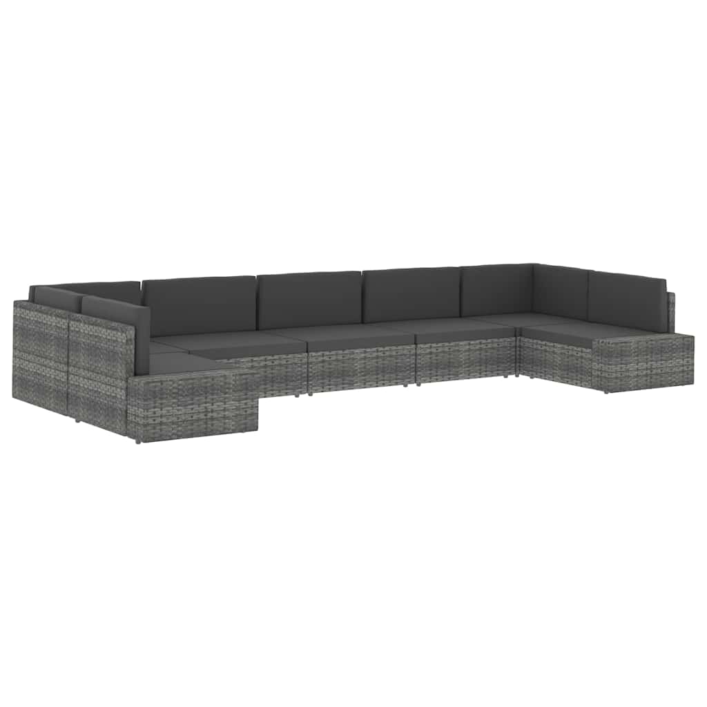 Divano ad Angolo Modulare in Polyrattan Nero
