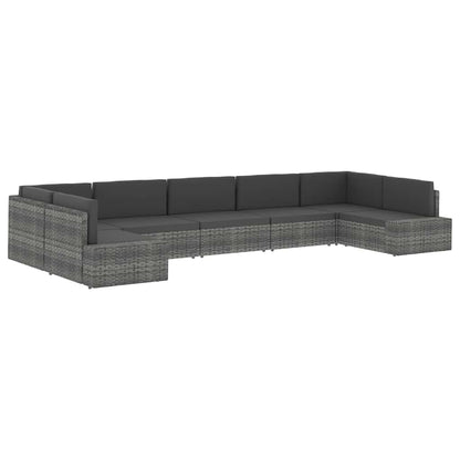 Divano ad Angolo Modulare in Polyrattan Nero
