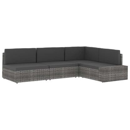 Divano ad Angolo Modulare in Polyrattan Nero