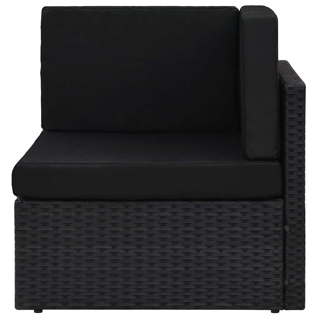 Divano ad Angolo Modulare in Polyrattan Nero