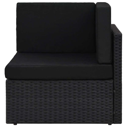 Divano ad Angolo Modulare in Polyrattan Nero