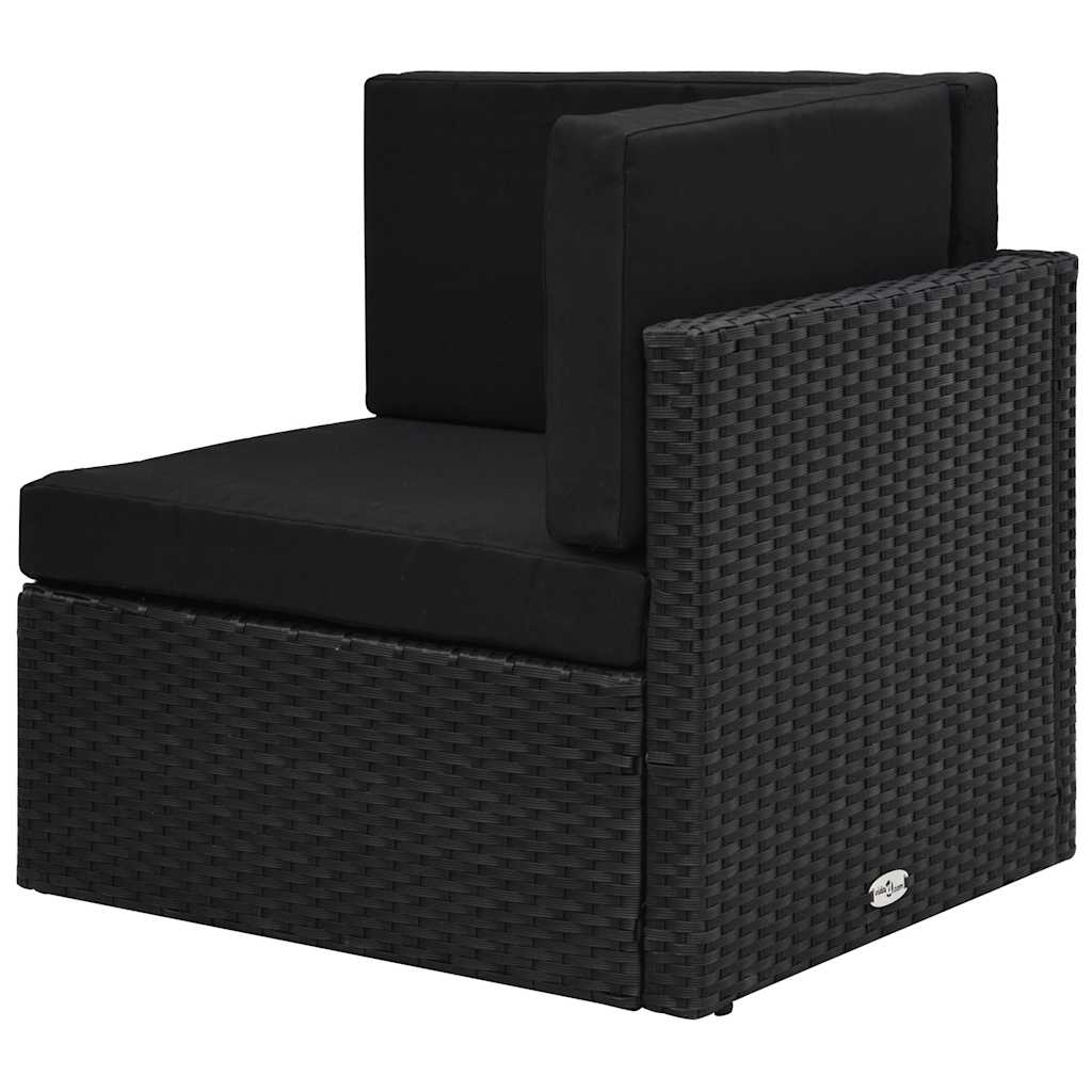 Divano ad Angolo Modulare in Polyrattan Nero