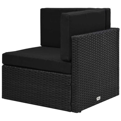 Divano ad Angolo Modulare in Polyrattan Nero