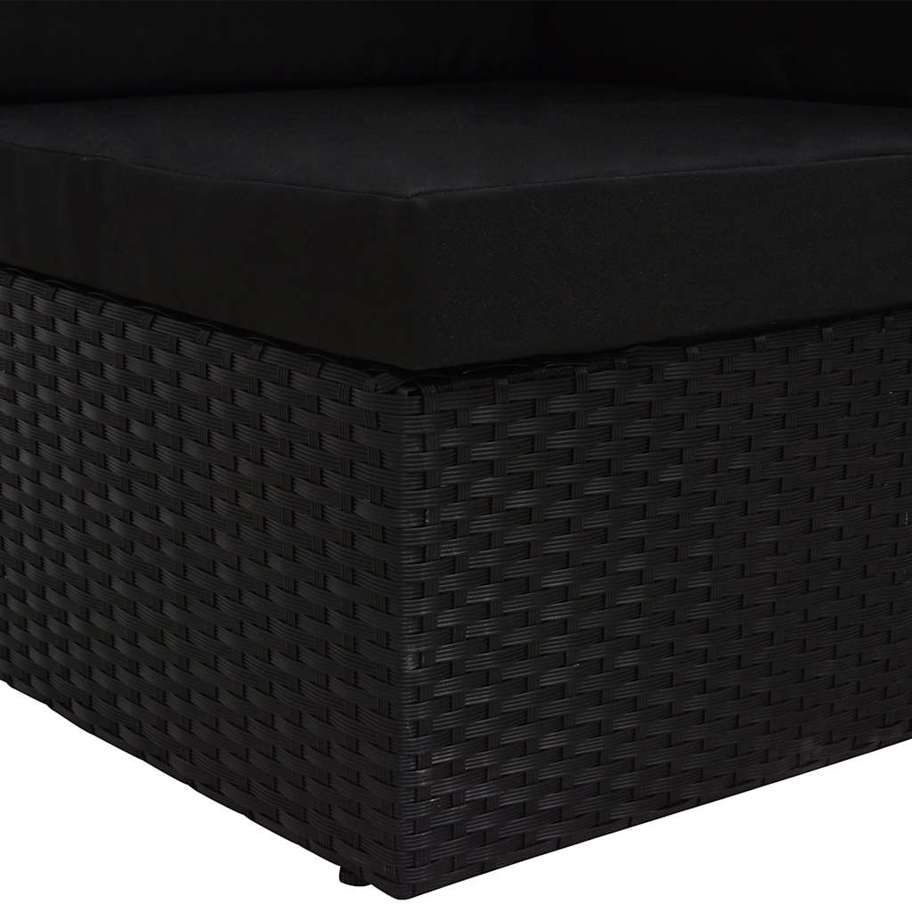 Divano ad Angolo Modulare in Polyrattan Nero