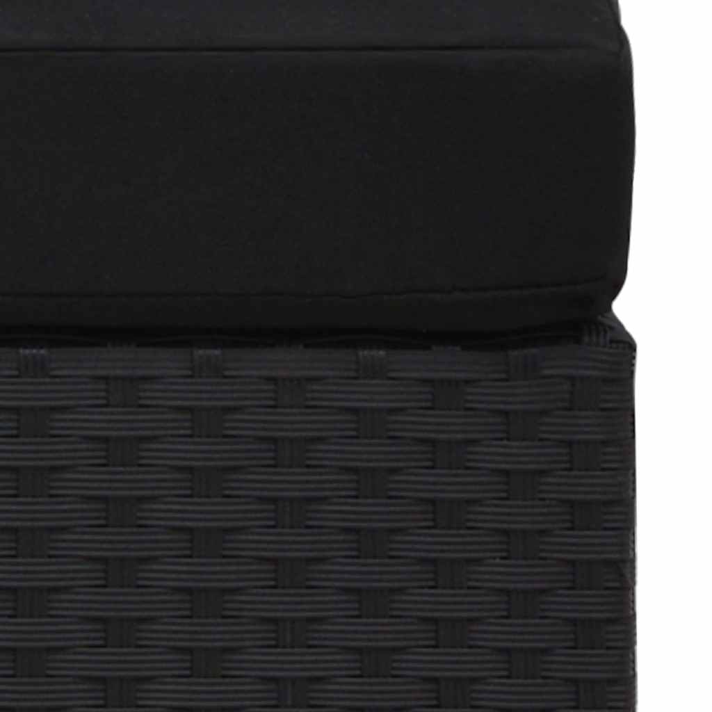 Divano ad Angolo Modulare in Polyrattan Nero