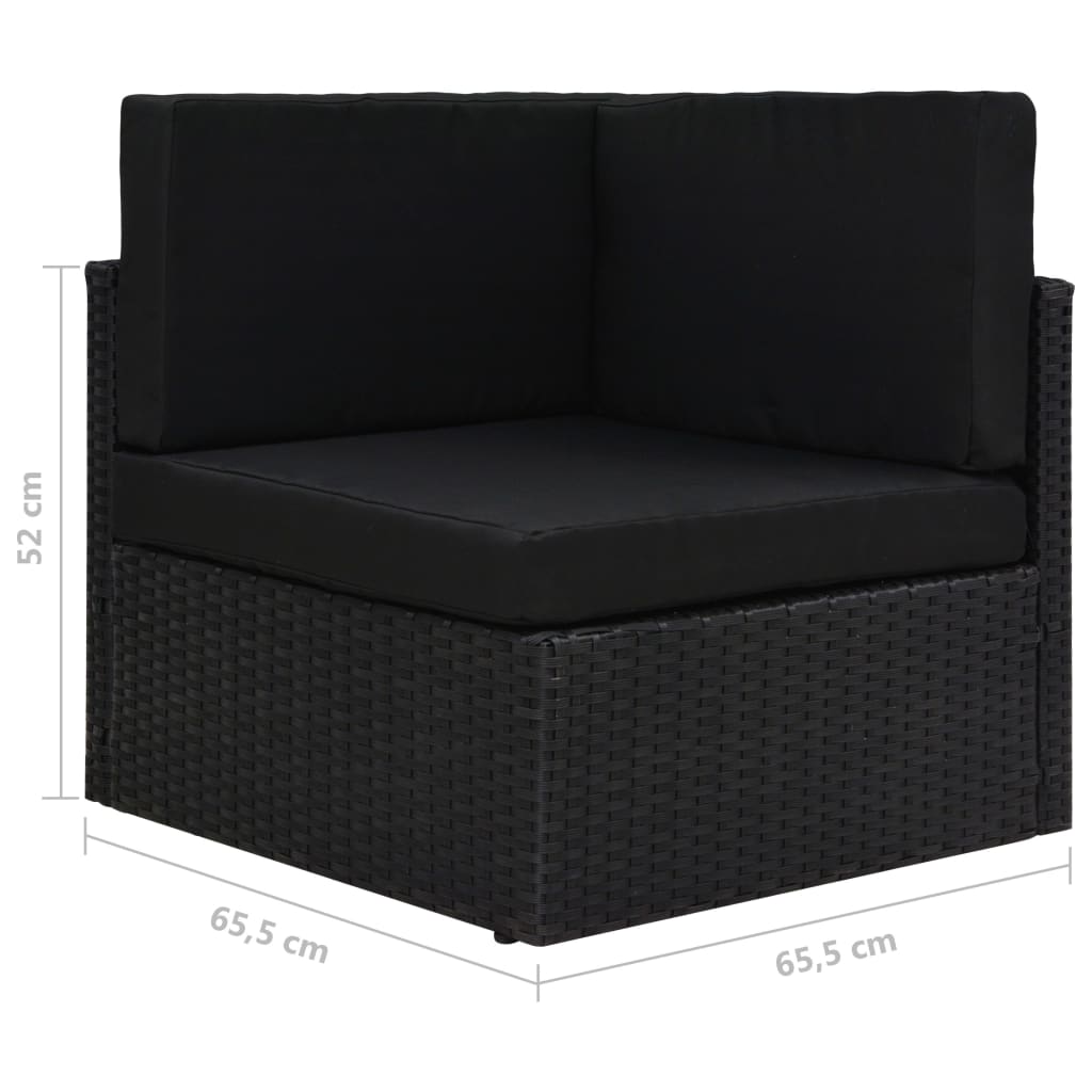 Divano ad Angolo Modulare in Polyrattan Nero - homemem39