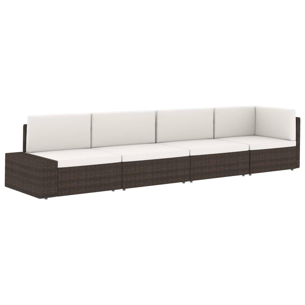 Divano ad Angolo Modulare in Polyrattan Nero - homemem39