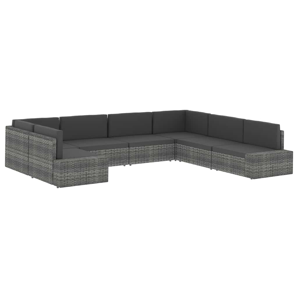 Divano ad Angolo Modulare in Polyrattan Nero