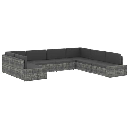 Divano ad Angolo Modulare in Polyrattan Nero