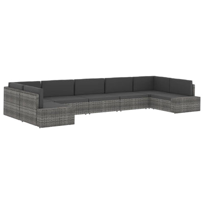 Divano Modulare a 2 Posti in Polyrattan Nero