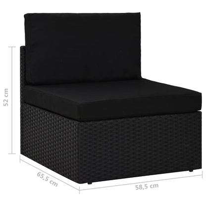 Divano Modulare a 3 Posti in Polyrattan Nero - homemem39