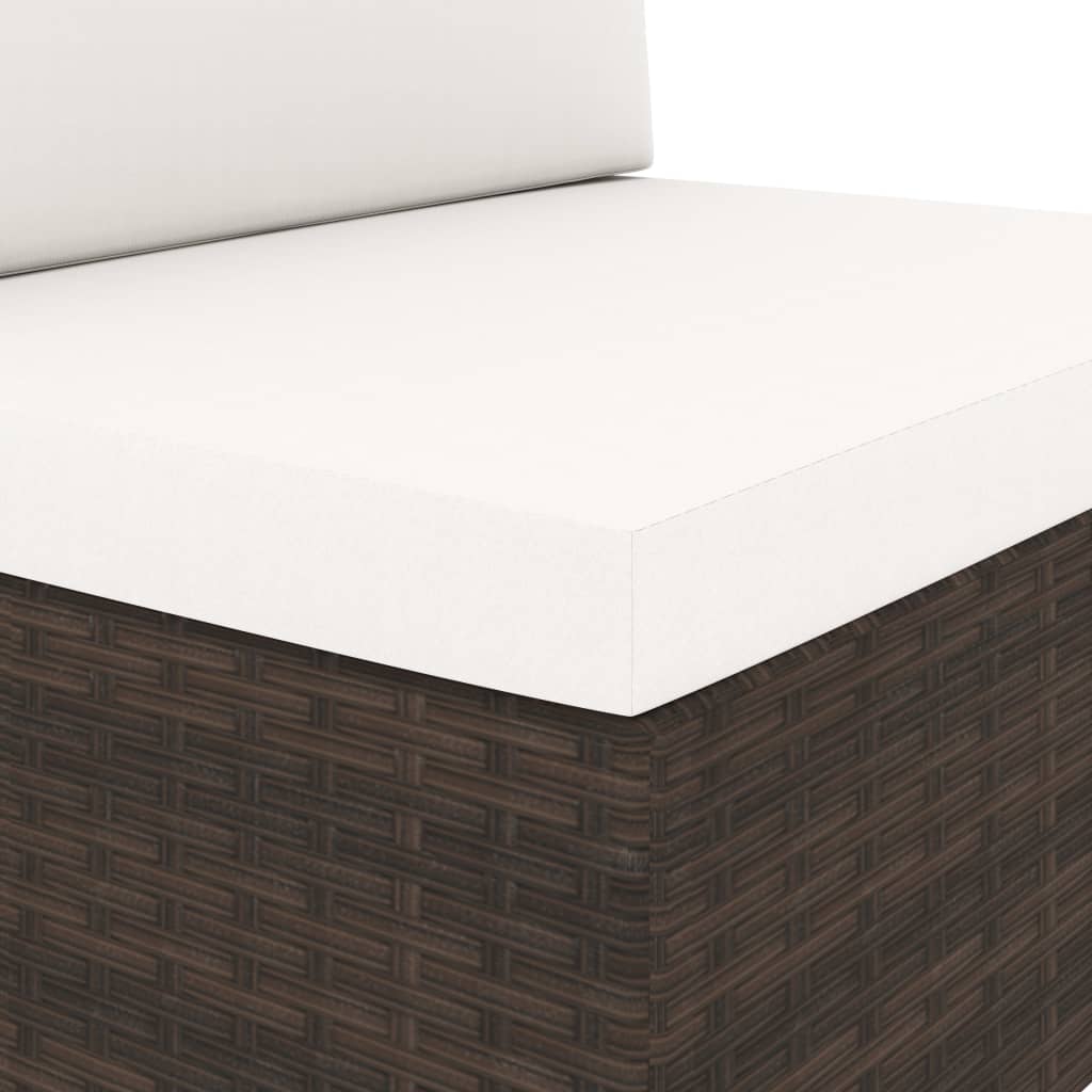 Divano Modulare a 2 Posti in Polyrattan Marrone - homemem39