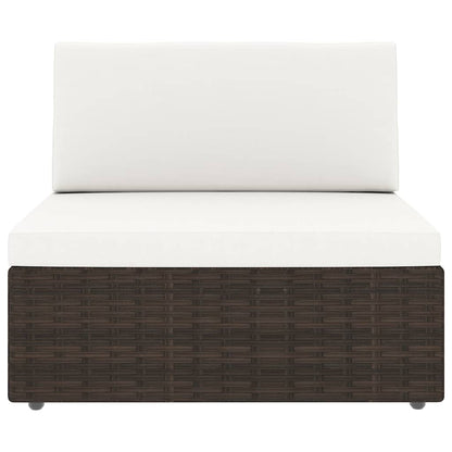 Divano Modulare a 3 Posti in Polyrattan Marrone