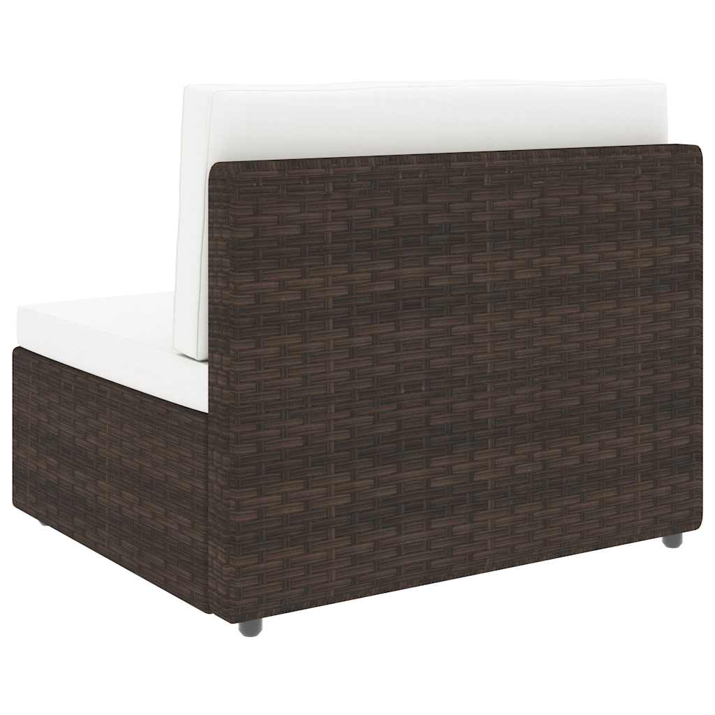 Divano Modulare a 3 Posti in Polyrattan Marrone