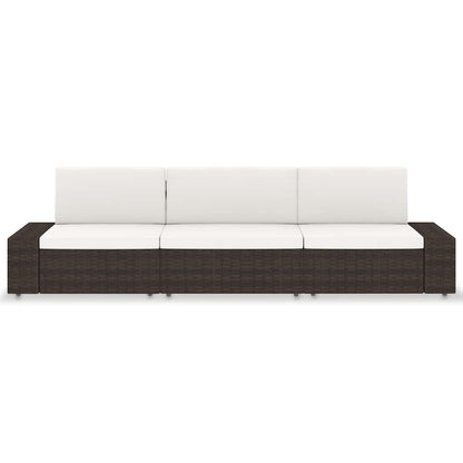 Divano Modulare a 3 Posti in Polyrattan Marrone