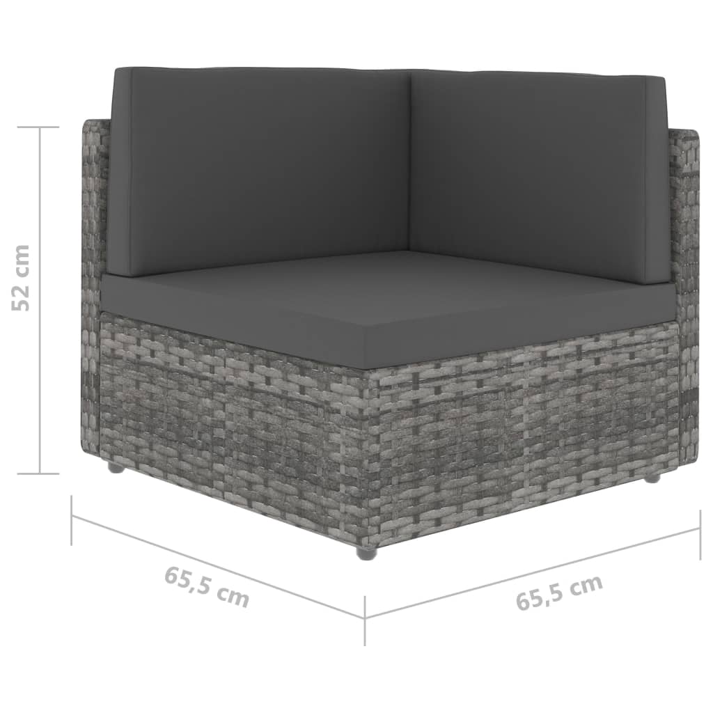 Divano ad Angolo Modulare in Polyrattan Grigio - homemem39