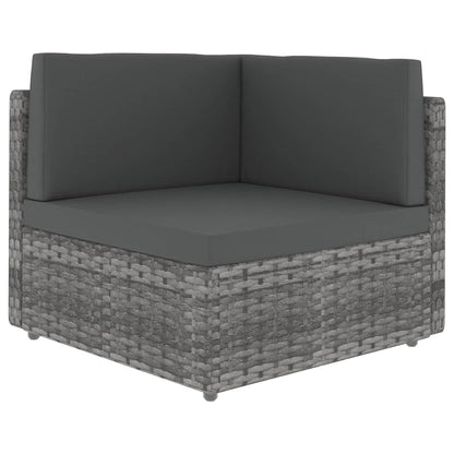 Divano Modulare a 2 Posti in Polyrattan Grigio - homemem39