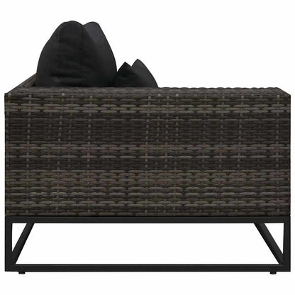 Set Divani da Giardino 5 pz con Cuscini in Polyrattan Grigio